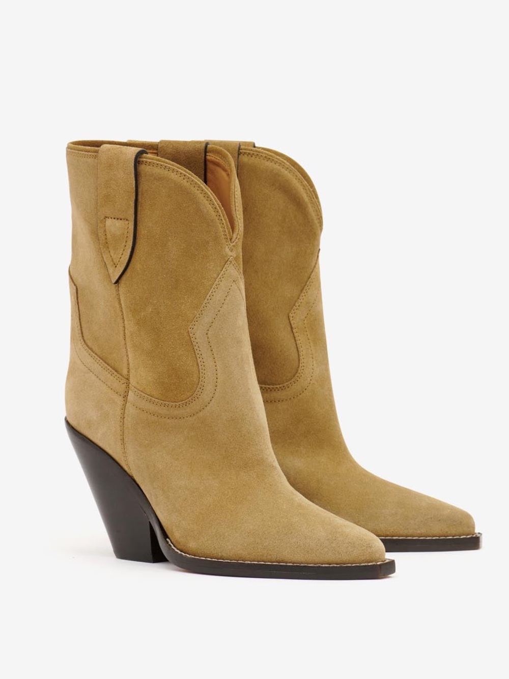Isabel Marant Leyane Suede Taupe Western High-Heeled Cowboy Boots Size EU 39 - Picture 4 of 12